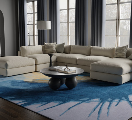 Feizy Kawai Modern Abstract - Blue/Gold/Gray Area Rug
