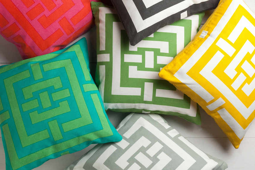 Greenisland Green Geometric Pattern Throw Pillow - Clearance
