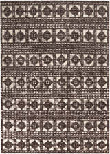 Close-up of the Portfolio Catherine & Justine Macfee Charcoal rug with taupe, diamond, and geometric patterns.