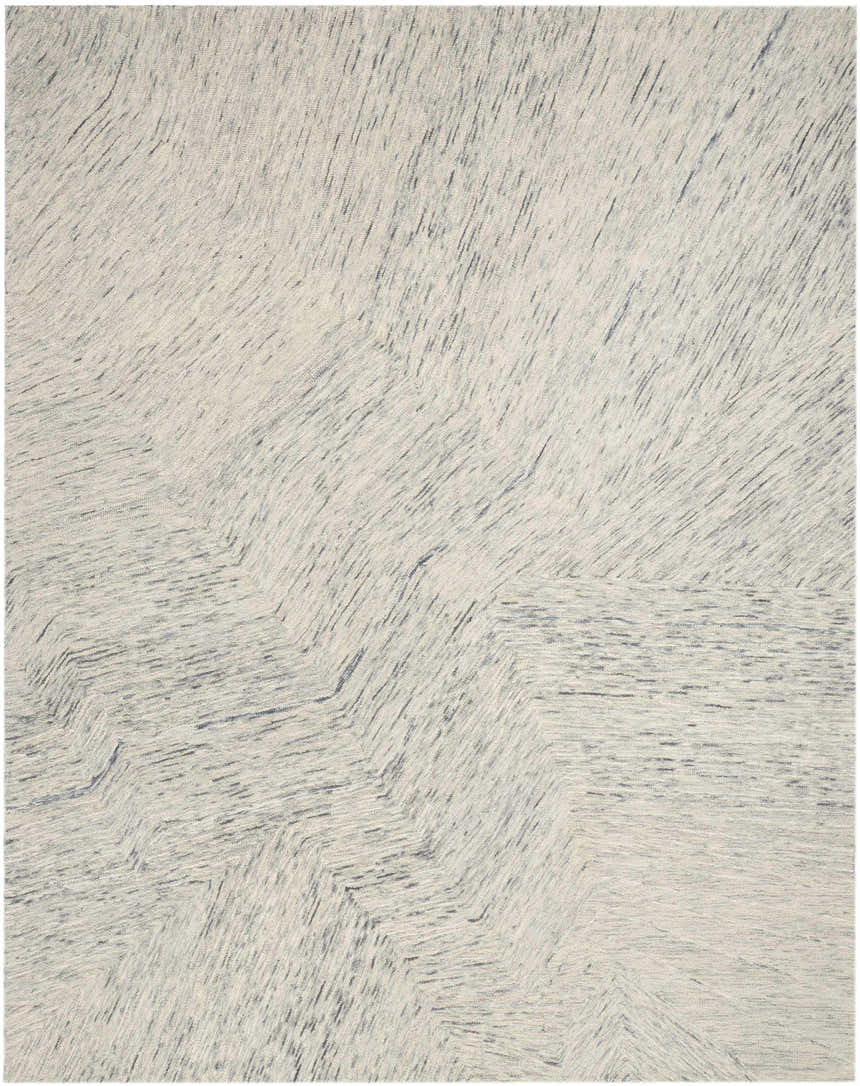 Close-up of the grey DKNY Pure Angles rug showcasing its linear, mid-century modern design.