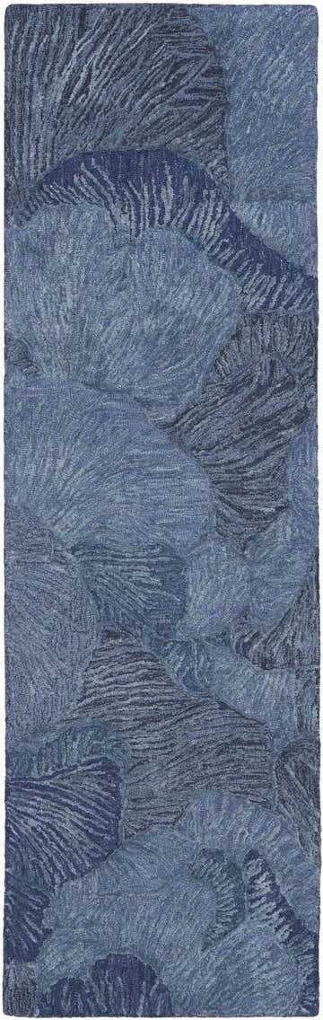 Close-up of the Nourison Avra Blue rug, showcasing its abstract, textured pattern and light blue color variations.