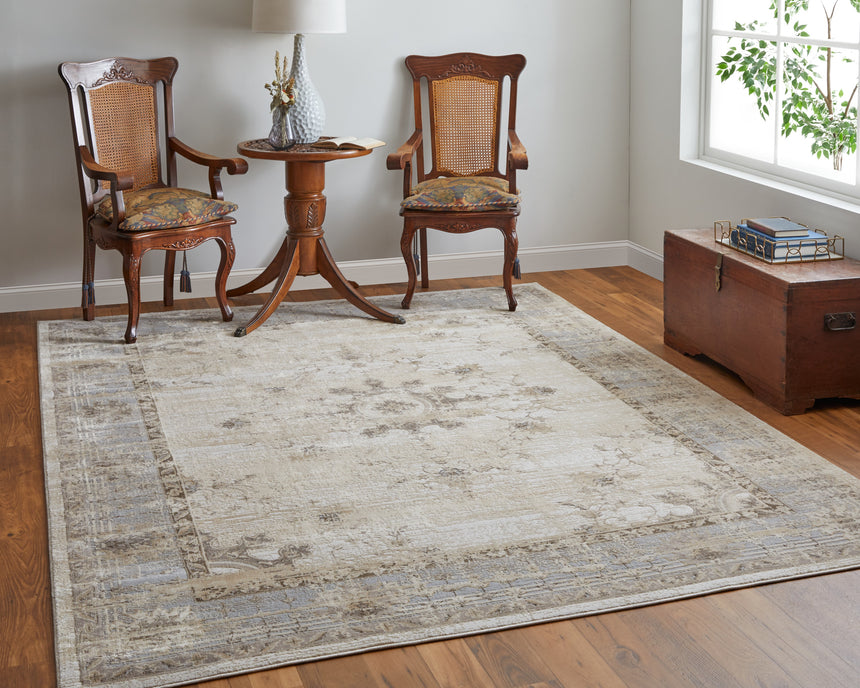 Feizy Celene Traditional Bordered - Tan/Brown/Gray Area Rug