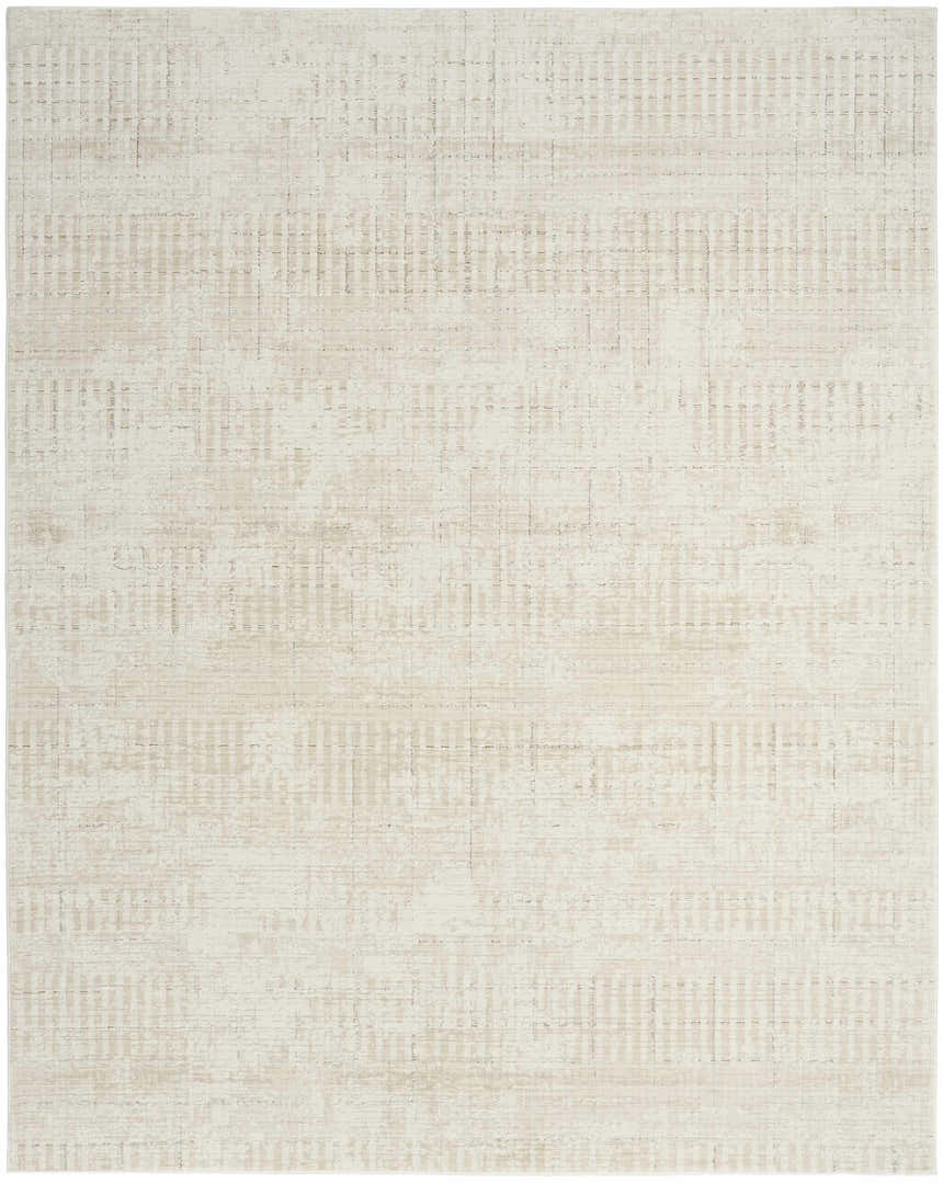 Close-up of the DKNY Grand Street Ivory Beige rug, featuring a subtle grid pattern and soft, neutral tones.