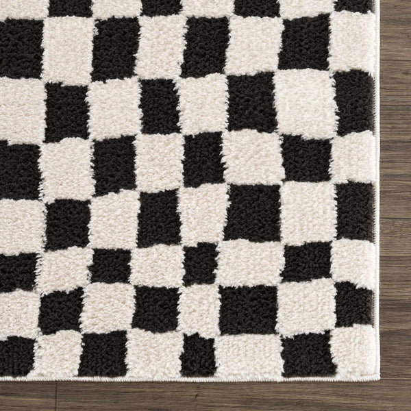 Sample Lajos Black & White Checkered Area Rug