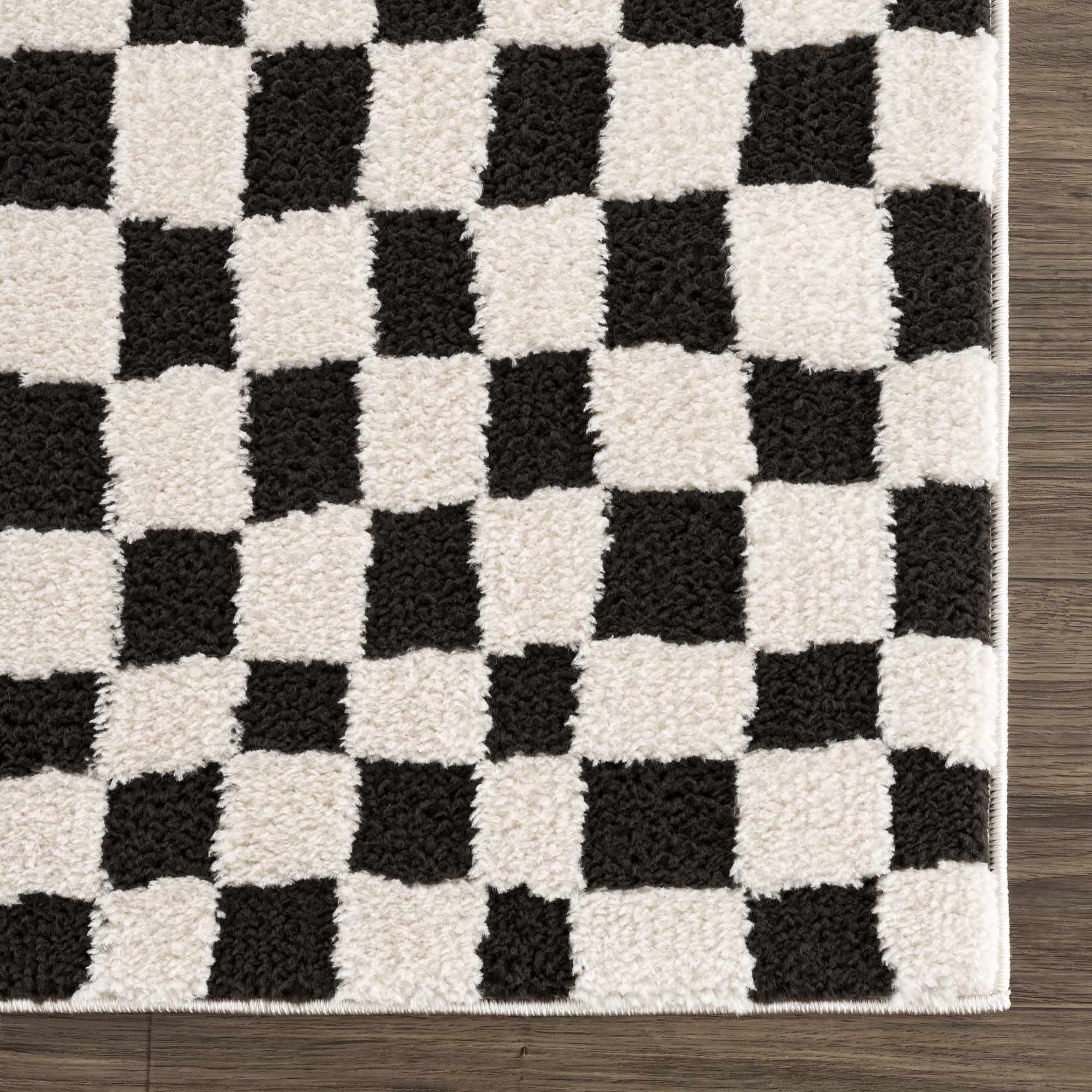 Lajos Black & White Checkered Plush Rug – Boutique Rugs