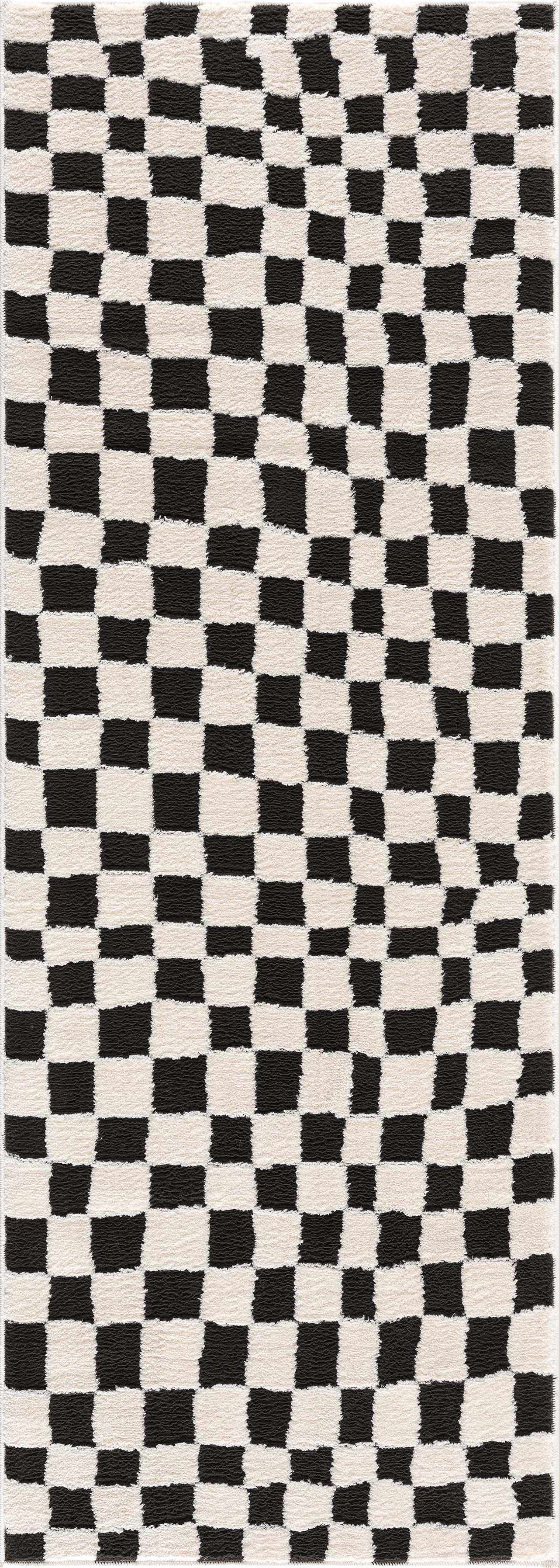 Lajos Black & White Checkered Plush Rug – Boutique Rugs