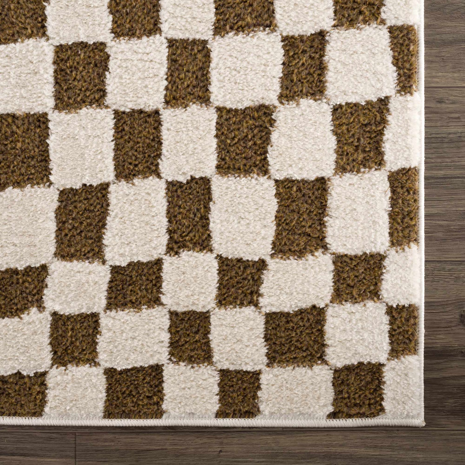 Sample Lajos Brown Checkered Shag Rug - Clearance