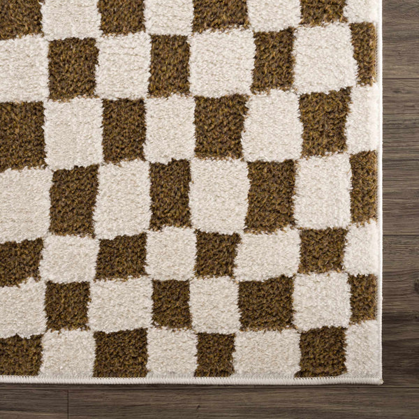 Sample Lajos Brown Checkered Area Rug
