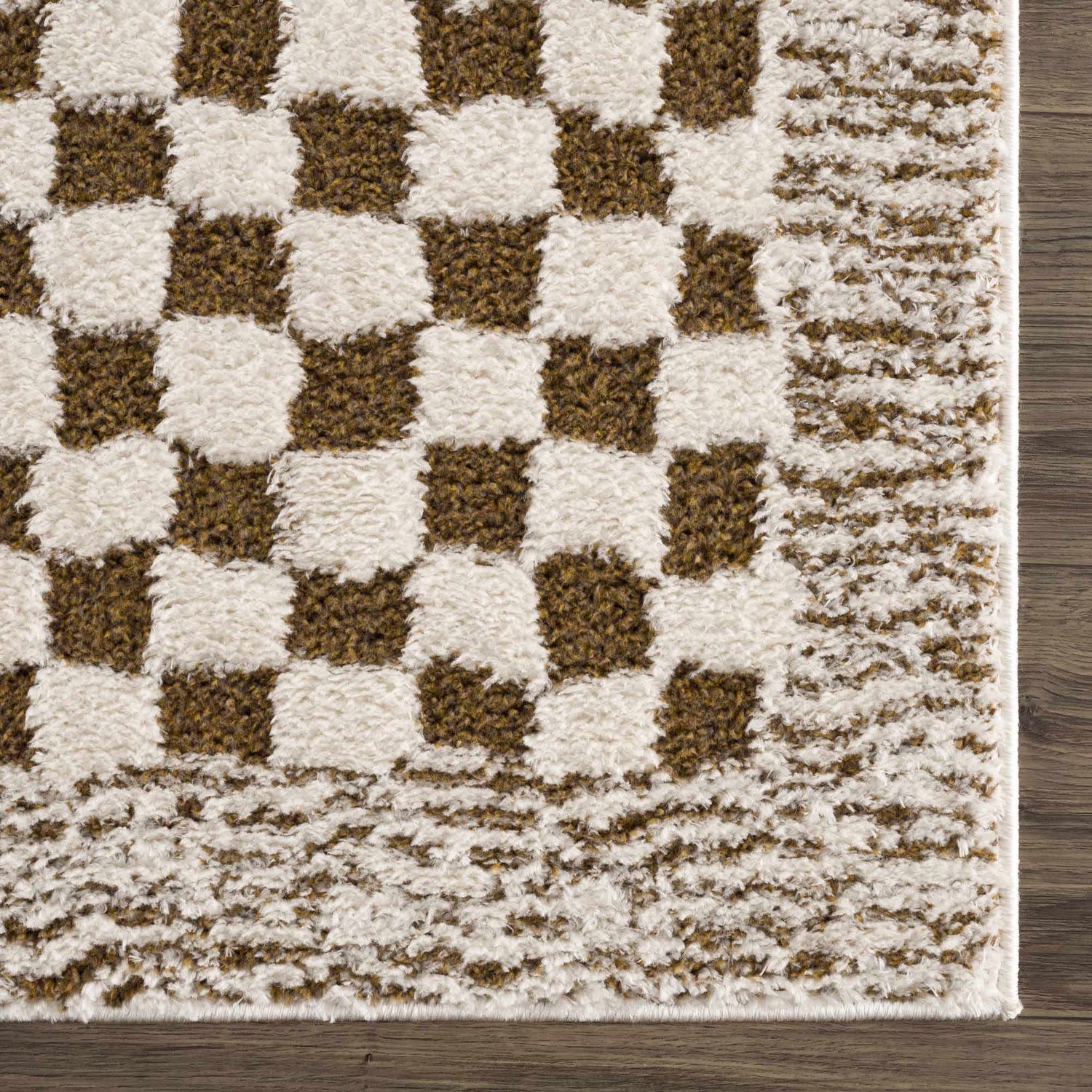 Sample Leryn Brown Checkered Plush Rug