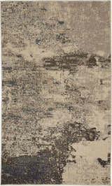 Close-up of the Nourison Celestial Ivory Grey rug, showcasing its abstract chestnut, ivory, and grey pattern.