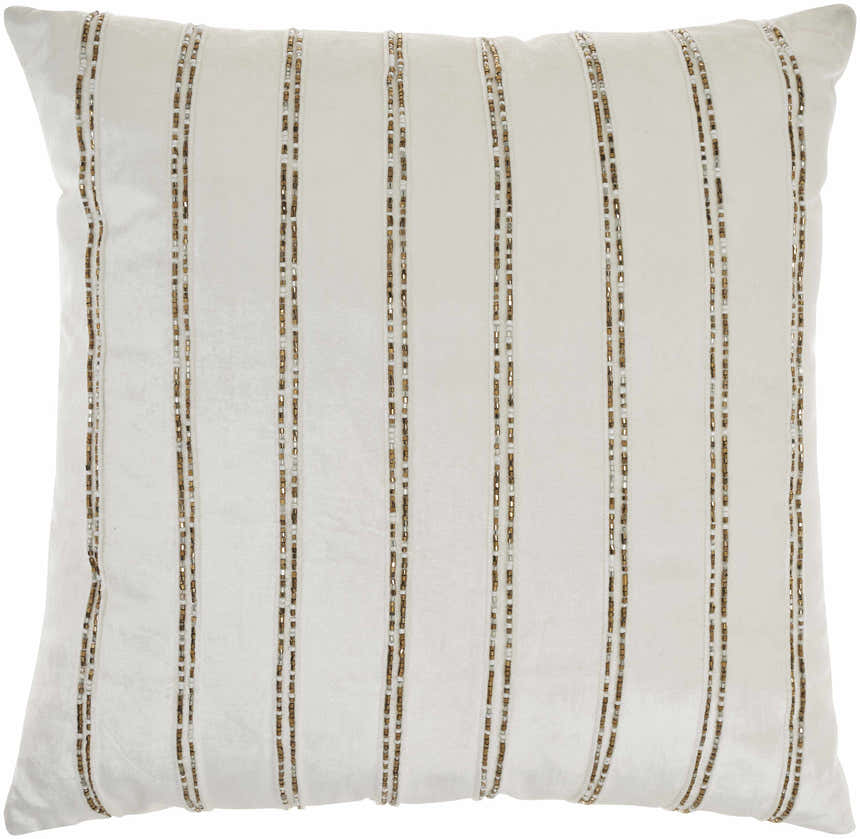 Mina Victory Sofia Beaded Stripes Ivory Indoor Throw Pillow