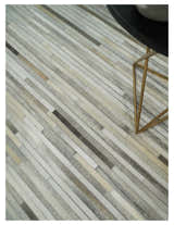 Flatweave Hairon Genuine Leather Stripe Design Beige and Ivory Area Rug