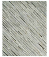 Flatweave Hairon Genuine Leather Stripe Design Beige and Ivory Area Rug