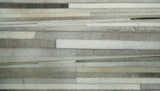 Flatweave Hairon Genuine Leather Stripe Design Beige and Ivory Area Rug