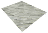 Flatweave Hairon Genuine Leather Stripe Design Beige and Ivory Area Rug