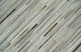 Flatweave Hairon Genuine Leather Stripe Design Beige and Ivory Area Rug