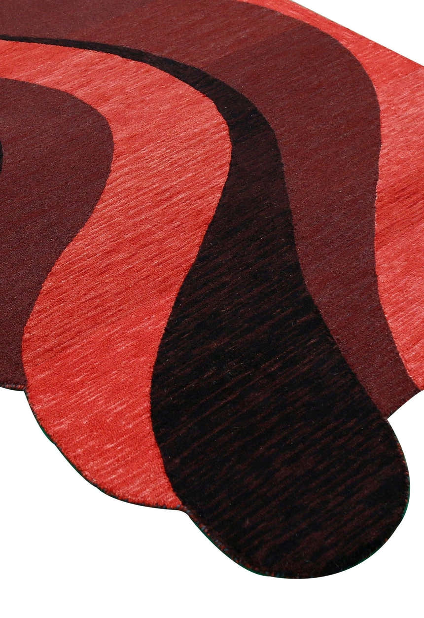 Flow Modern Abstract Red And Maroon Hand Tufted 5x8 Wool Rug