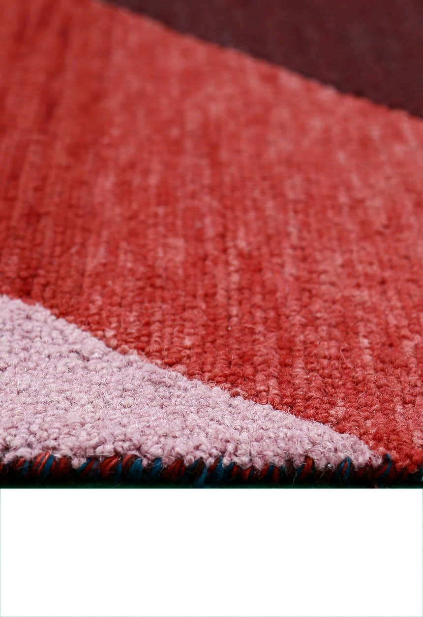 Flow Modern Abstract Red And Maroon Hand Tufted 5x8 Wool Rug