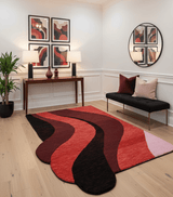 Flow Modern Abstract Red And Maroon Hand Tufted 5x8 Wool Rug