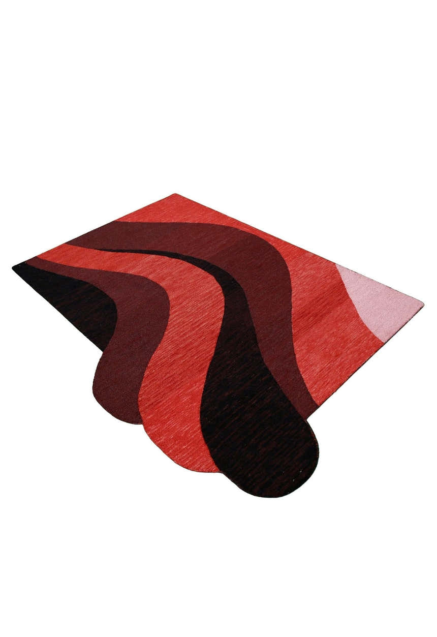 Flow Modern Abstract Red And Maroon Hand Tufted 5x8 Wool Rug