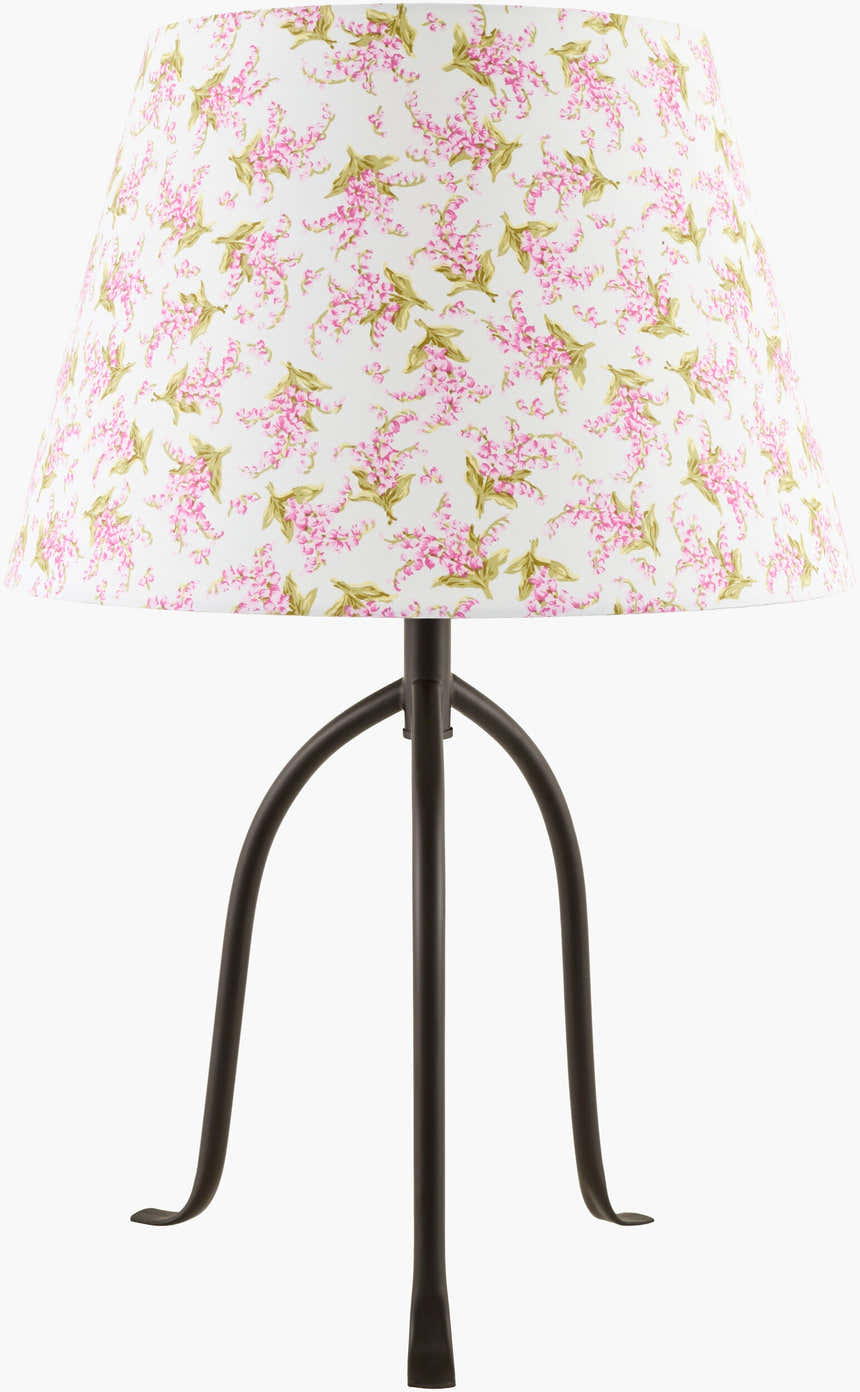 Pink Floral Shade Iron Table Lamp