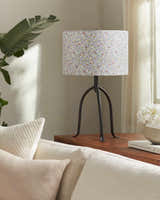 Deep Dark Gray Traditional Table Lamp with linen details for bedside or console tables