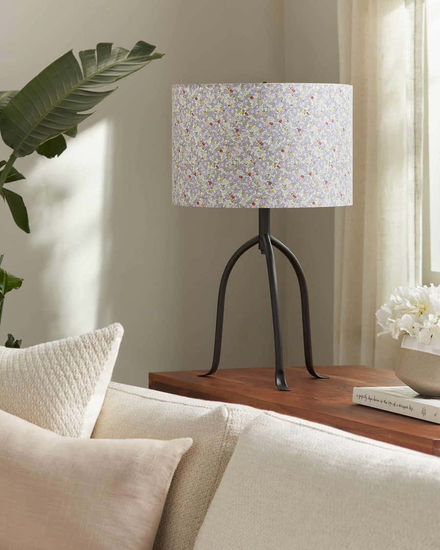 Deep Dark Gray Traditional Table Lamp with linen details for bedside or console tables