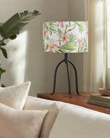 Muted Tan Traditional Table Lamp with linen details for bedside or console tables