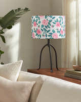 Cool Beige Traditional Table Lamp with linen details for bedside or console tables