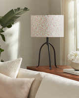 Bright Beige Traditional Table Lamp with linen details for bedside or console tables
