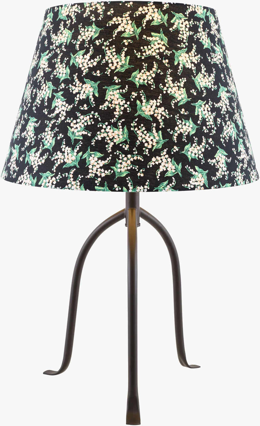 Rich Charcoal Traditional Table Lamp with linen details for bedside or console tables