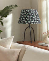 Rich Charcoal Traditional Table Lamp with linen details for bedside or console tables