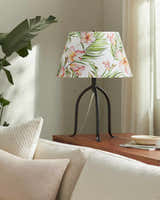 Bright Tan Traditional Table Lamp with linen details for bedside or console tables