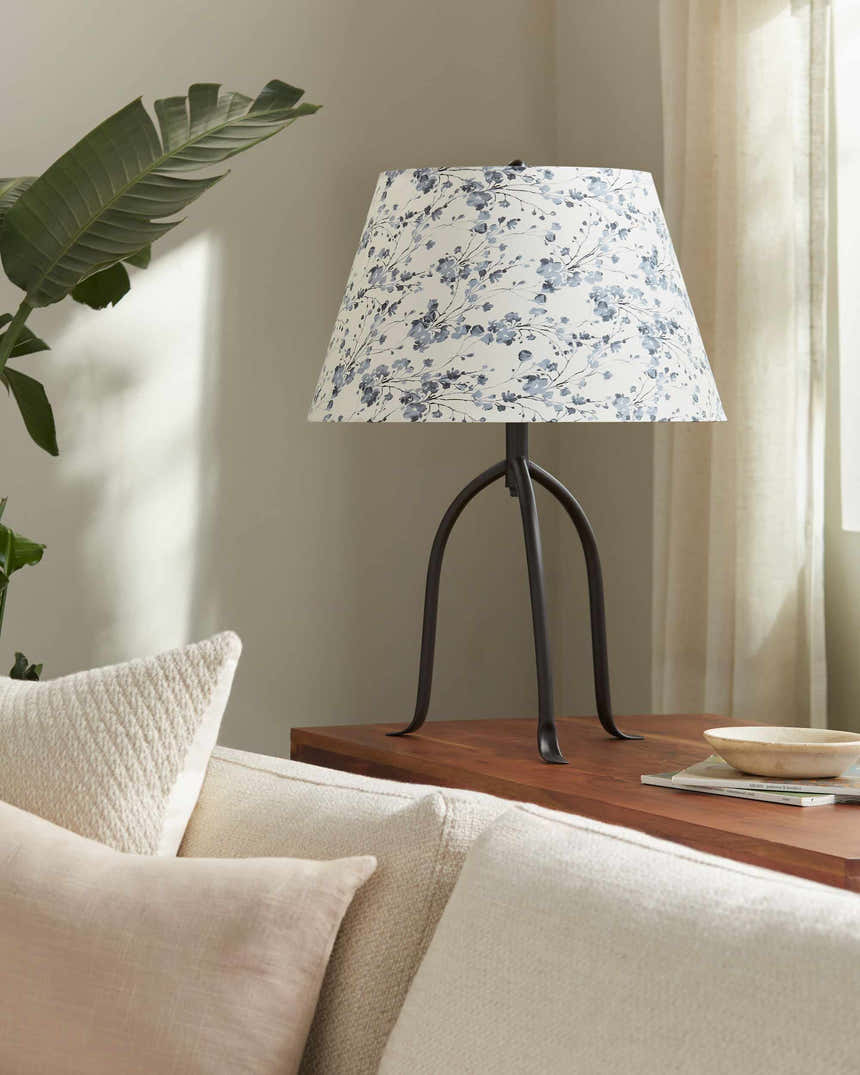 Soft Dark Gray Traditional Table Lamp with linen details for bedside or console tables