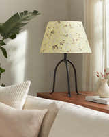 Warm Tan Traditional Table Lamp with linen details for bedside or console tables