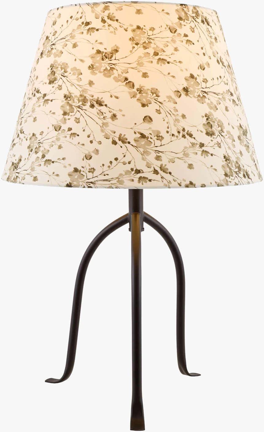Cool Tan Traditional Table Lamp with linen details for bedside or console tables