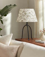Cool Tan Traditional Table Lamp with linen details for bedside or console tables