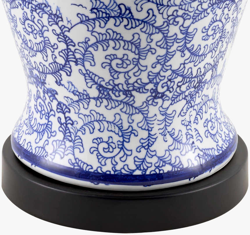 Sapphire Blue Traditional Table Lamp with linen details for bedside or console tables