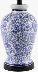 Sapphire Blue Traditional Table Lamp with linen details for bedside or console tables