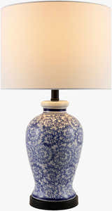 Sapphire Blue Traditional Table Lamp with linen details for bedside or console tables