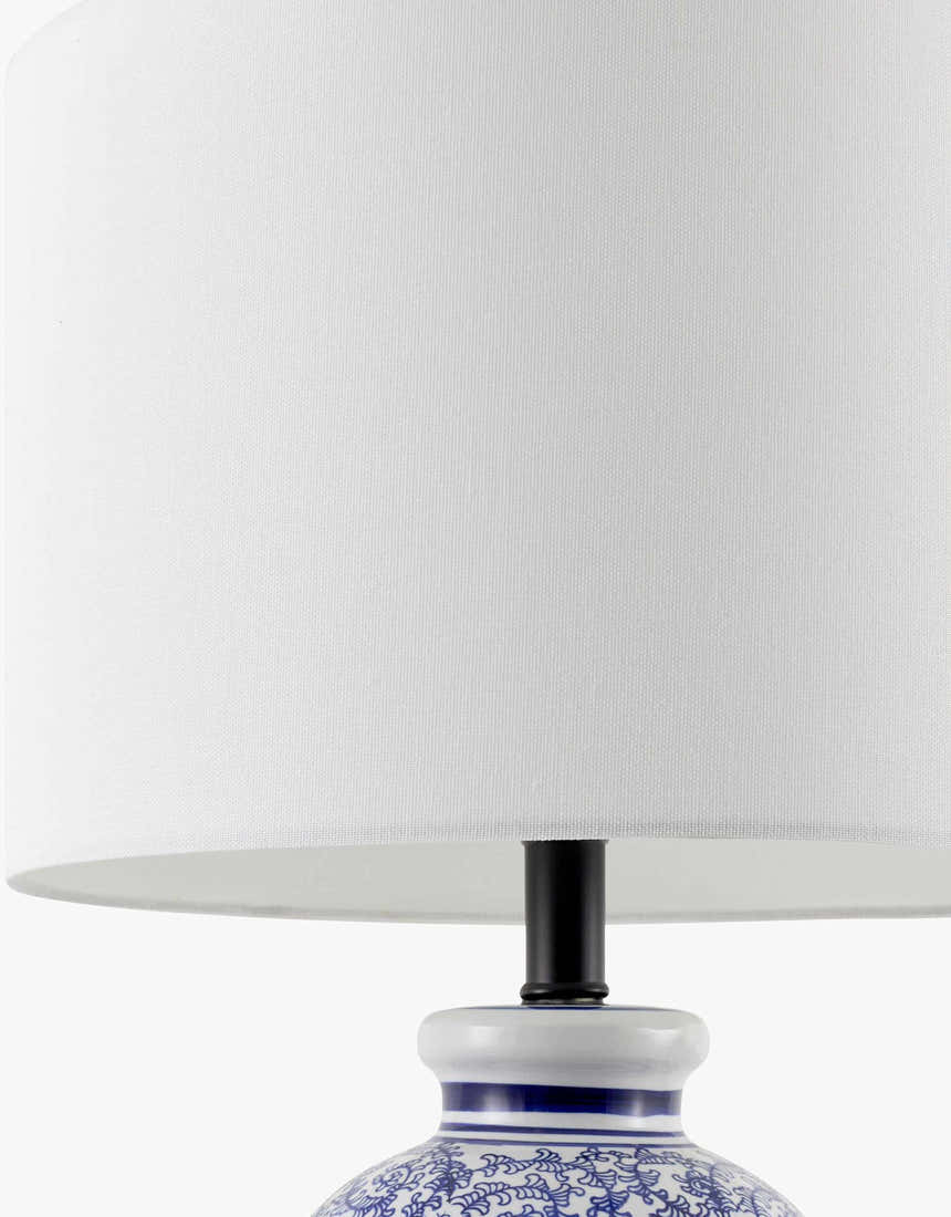 Sapphire Blue Traditional Table Lamp with linen details for bedside or console tables