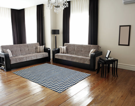 Feizy Brixton Modern Chevron - Blue/Ivory/Gray Area Rug - Clearance