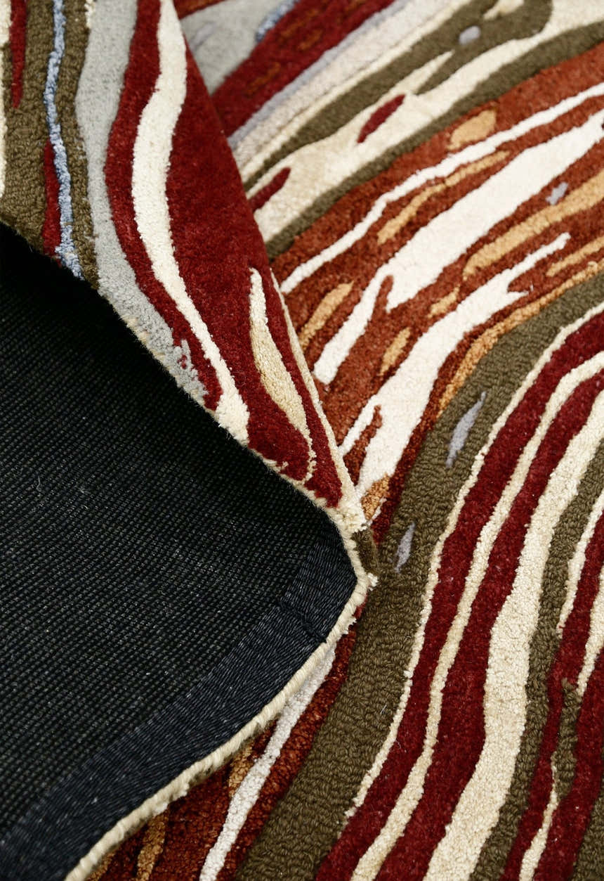 Fossil Modern Terracotta Maroon And Beige Hand Tufted 5x8 Wool Rug