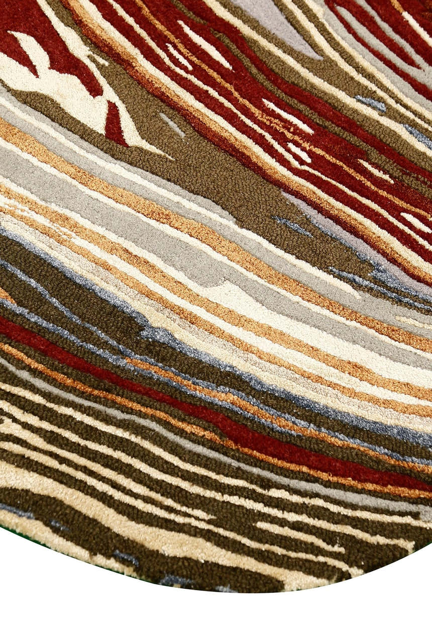 Fossil Modern Terracotta Maroon And Beige Hand Tufted 5x8 Wool Rug
