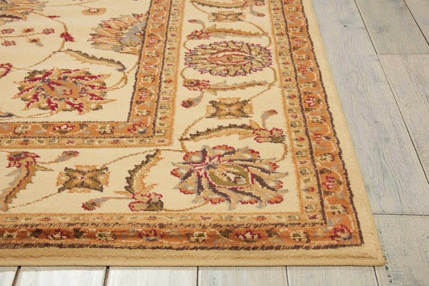 Close-up of the Nourison Paramount Beige Persian Area Rug, showcasing floral patterns and warm neutral colors.