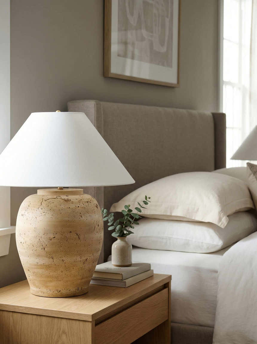 Venturada White & Peach Table Lamp