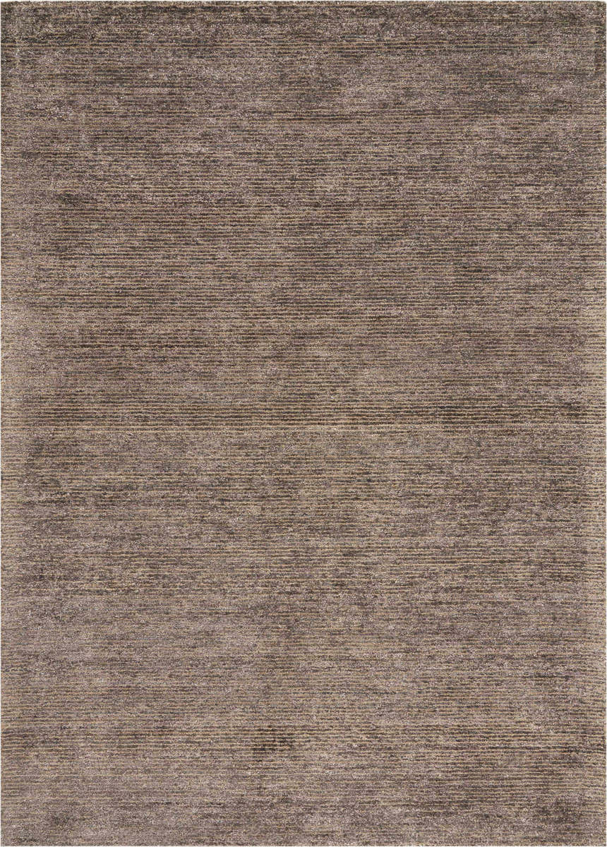 Close-up of the Nourison Weston Charcoal rug. Modern design with taupe hues and subtle horizontal texture.