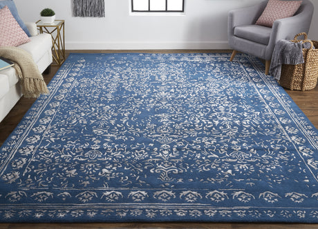 Feizy Bella Transitional Oriental - Blue/Silver Area Rug - Clearance