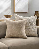 Funa Beige Square Throw Pillow