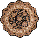 Detailed Nourison Heritage Hall Black Persian rug with round, floral, and paisley design.